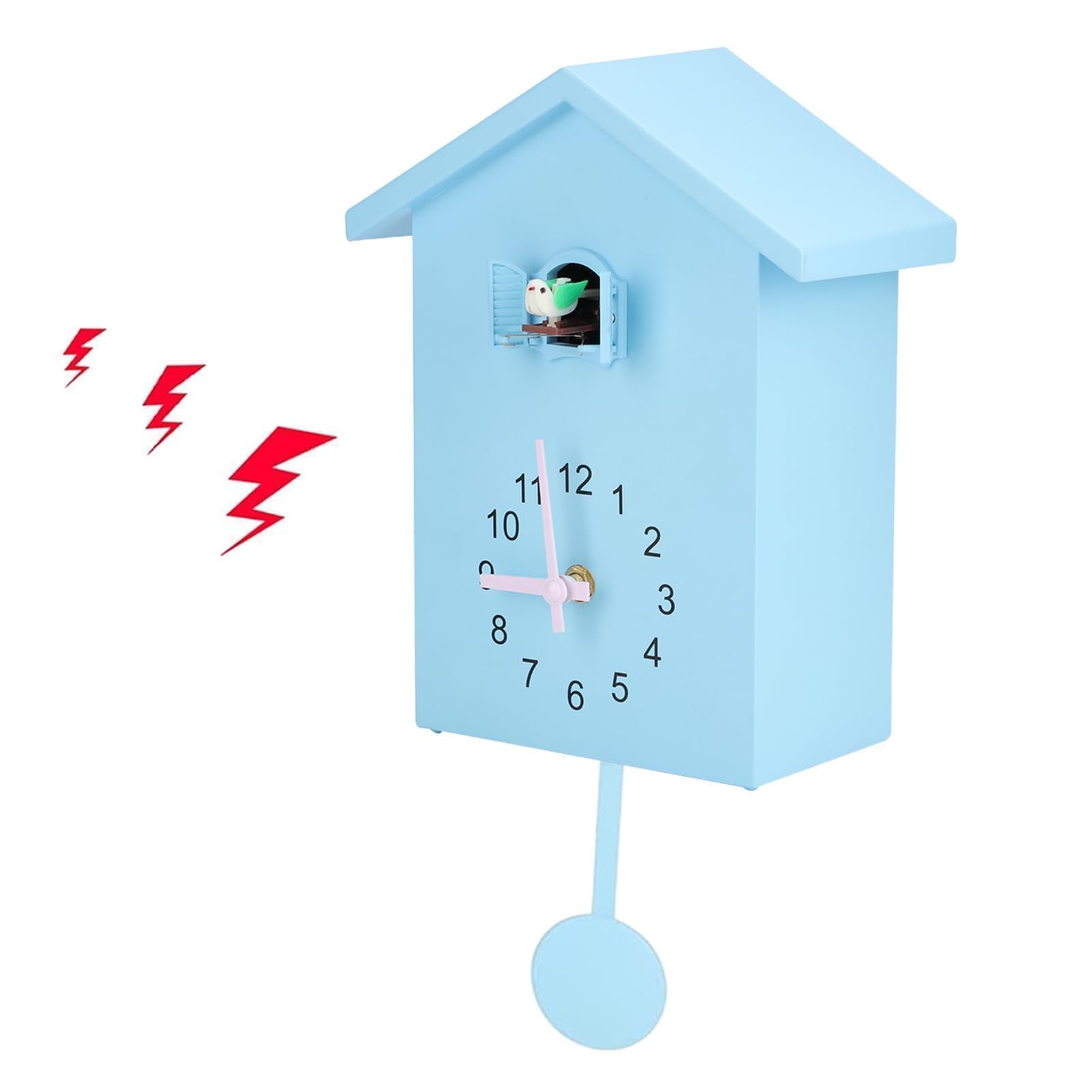 HERCHR Cuckoo Clock with Removable Pendulum Cuckoo Sound Clock Modern Birdhouse Design with Working Bird Modern Cuckooclock 5.9x3.5x9.8in for Home Living Room Kitchen Office Decoration