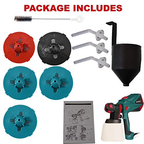 Scuddles Paint Sprayer, 1200 Watt High Power HVLP Home, and Outdoors Includes 5 Nozzle, Lightweight, Easy Spraying and Cleaning