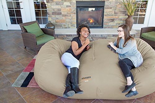 Bean Bag Lounger 8-Foot Xotic Extra Large Bean Bag Chair in Micro Suede, Sandy Beige