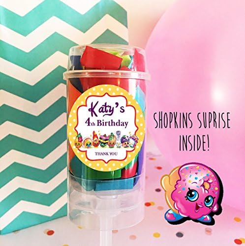 Set of 6 - Shopkins Party Favors - Shopkins Surprise - Confetti Surprise Push Pop - Birthday Party Favors