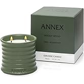 Annex Oud and Agarwood Luxury Scented Candle - 8oz Handmade Ceramic Jar Candle - 50hr Clean Burn, 100% Non-Toxic Soy Wax, Aesthetic Home Decor Winter Gift for Men and Women - Sandalwood & Amber