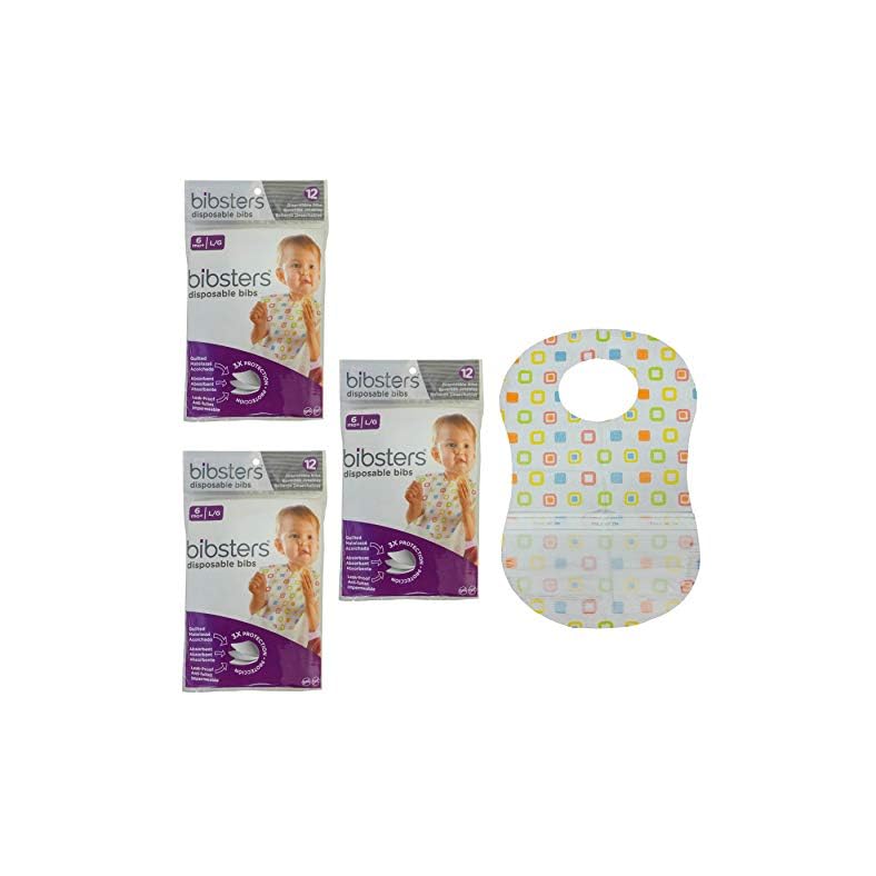 Bibsters by Neat Solutions Large Disposable Bibs with Patented Crumb-Catcher, Leak Proof Liner, and Reusable Fastener…