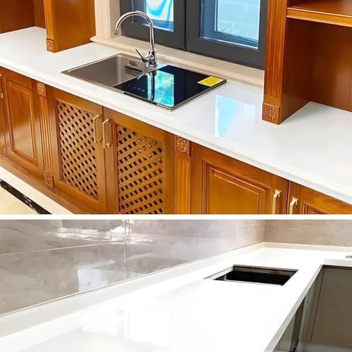 Adesivo Vinil Branco Impermeável Lavável P/Envelopamento Móveis Geladeira Fogão Mesa (Branco Brilho, 10m x 50cm)