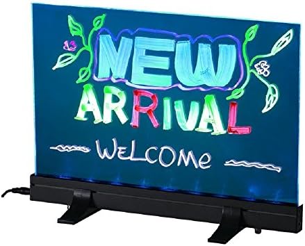 Firstand 16"x12" Flashing Illuminated Erasable Neon LED Message Menu Sign Clear Glass Writing Board, 7 Colors of RGB 28 Flashing Mode