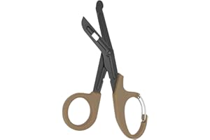 IMKRC Bandage Shears Scissors EMT and Trauma Shears, Bent Stealth Black Coated for Nurses, Students, Emergency Room (15cm, Brown)