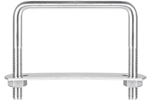 uxcell Square U-Bolts, 3 Sets 82mm(3.23") Inner Width 70mm Length M8 304 Stainless Steel U Clamp Bolt with Nuts and Plates, f