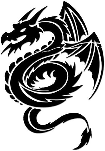 Tribal Art Dragon Vinyl Decal Sticker For Vehicle Car Truck Window Bumper Wall Decor - [6 inch/15 cm Tall] - Gloss WHITE Color