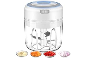 Electric Mini Garlic, Portable Food Psor, Vetable Onion Mincer, Coess Meat Grinder with USB Charging for Vetable, Pepper, Oni