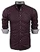 Coofandy Men's Business Stylish Slim Fit Long Sleeve Casual Dress Shirt,Wine Red,X-Large