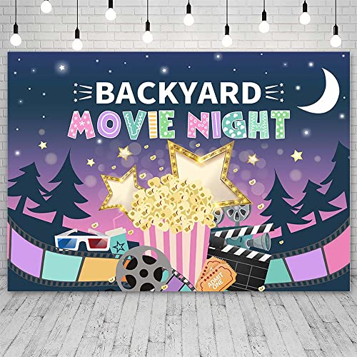 Sendy 7x5ft Movie Night Backdrop Backyard Movie