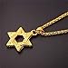 U7 Vintage Jewish Jewelry 18K Gold Plated Spiga Rope Chain with Retro Vintage Ethnic Symbol Star of David Pendant Necklace for Men Women