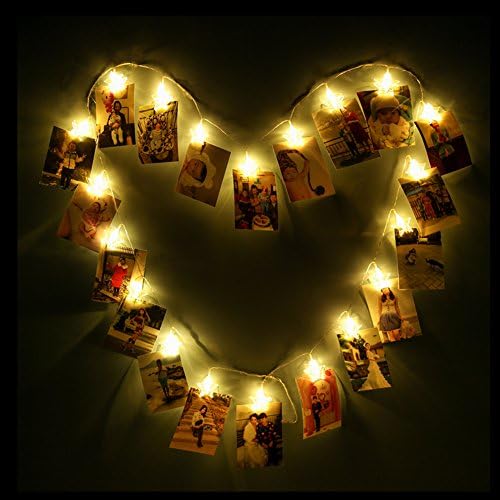 Photo clips string lights by JING CE Battery Powered,20 LED Multicolor for Bedroon Wedding Party Christmas Propose Indoor Home Decor Lights for Hanging Photos, Cards, Memos and Artwork (Warm white)