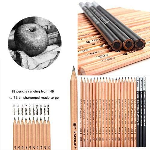 Soucolor 18PCS Sketching Pencil with 3 Charcoal Pencil 2 Eraser 3 Paper Pens 1 Pencil Sharpener 1 Pencil Extender and 1 Pencil Wrap Set Art Craft for Drawing Sketching,Artists Getting Started Young artist student or Any budding artists