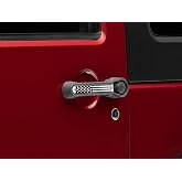 RedRock Old Glory Door Handle Inserts; Black and White Compatible For 07-18 Jeep Wrangler JK 2-Door