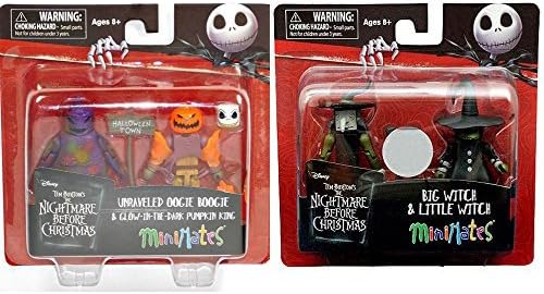 The Nightmare Before Christmas Minimates Unraveled Oogie Boogie and Glow-in-the-Dark Pumpkin King + Big Witch Little Witch Exclusive Minifigure 2-Pack