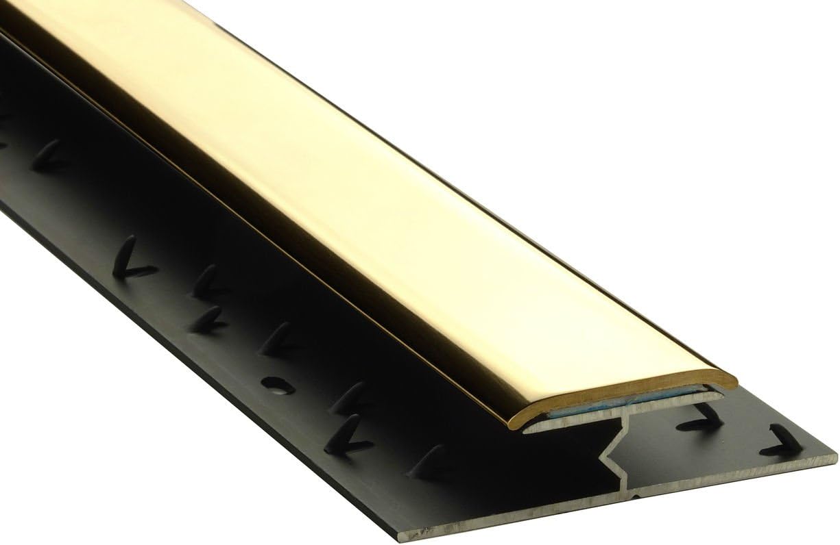 Stair Rods Double Z Carpet to Carpet or Carpet to Hard Floor Door Threshold Polished Brass (180cm)