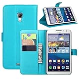 Huawei Mate 2 Case, Fettion Premium PU Leather Wallet Flip Phone Protective Case Cover with Card Slots and Magnetic Closure for Huawei Ascend Mate 2 Smartphone (Filio - SkyBlue)