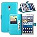 Ultra Slim Flip Bracket Cover Case for Huawei Mate 2 - Premium Soft PU Leather [ Wallet ] Case Cover for Huawei Ascend Mate 2 4G (Filio - SkyBlue)