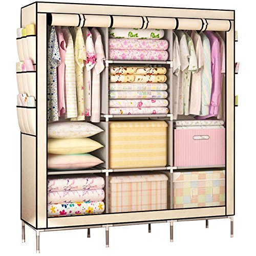 Awkli Portable Wardrobe Multilayer Sturady Durable Stroage Cabinet Non-woven Fabric Closet Shelves 69" x 51" x