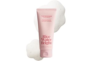 The Face Shop Rice Water Bright Foaming Facial Cleanser with Ceramide, Gentle Face Wash for Hydrating & Moisturizing, Vegan Face Cleanser, Makeup Remover, Korean Skin Care for All Skin Types, 150ml
