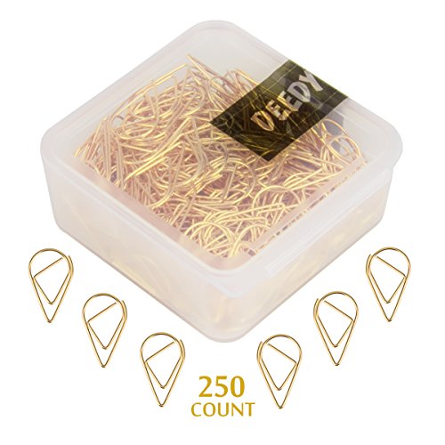 DeedyGo 250 Pcs Gold Cute Paper Clips, Smooth Steel Wire Paper Clips In Durable Box for Office Supplies School Students - (1 inch/25mm)