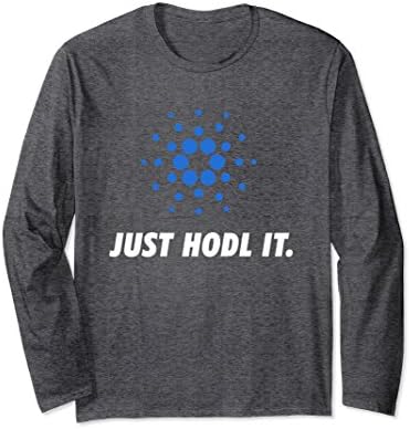 Unisex Official Cardano Logo Long Sleeve T-Shirt Just Hodl It ADA 2XL Dark Heather