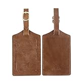 Mont Swiss Genuine Leather Luggage Bag Tags 2 Pieces Set in 2 Colors