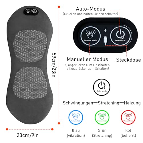 3 in 1 Back Massager, 135° Golden Curvature, Spinal Traction Therapeutic Heat & Vibration Massage, Therapeutic Heat Vibration, Relieve Sciatica, Back Pain