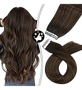 Moresoo Balayage Tape in Hair Extensions Human Hair Brown Hair Extensions 100g Tape in Real Hair ...
