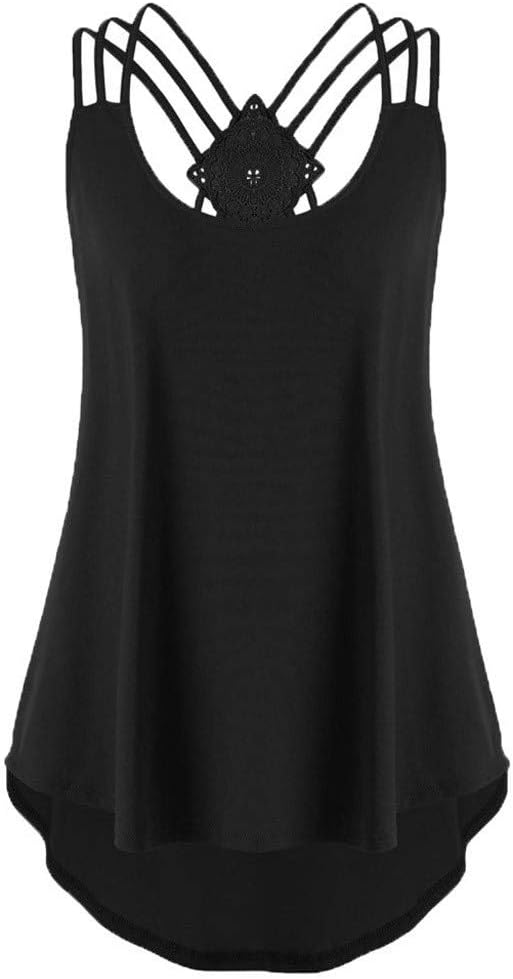 Toamen's Women's Bandages Sleeveless High Low Casual Tank Tops