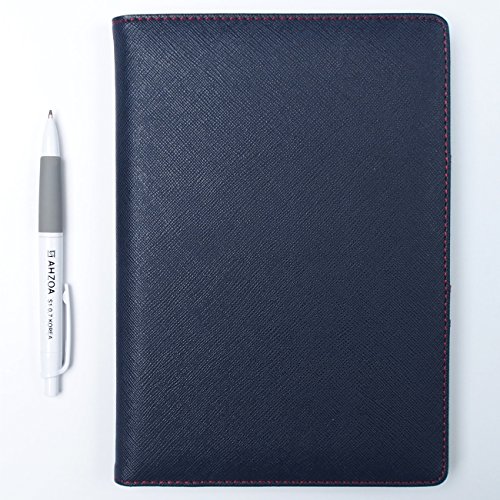 AHZOA 3 Pockets A5 Size Memo Padfolio S7 with Mechanical Pencil , Including 5 X 8 Inch Legal Writing Pad, Synthetic Leather Handmade 6.3 X 8.78 Inch Notepad Clipboard Holder (navy) - Thumbnail 6