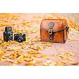 Topixdeals Vintage Camera Bag, DSLR Shoulder Camera Bag with Removable Inserts, Waterproof Shockproof Camera Case for Canon, Nikon, Sony, Pentax, Olympus, Panasonic, Samsung (Brown)