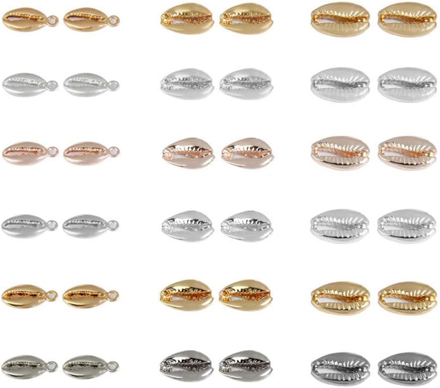 30pcs Alloy Spiral Cowrie Shell Beads Cut Sea Shell Connectors Beach Seashells Cowrie Shell Charms DIY Jewelry Making Braid Decoration