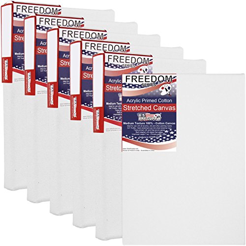 US Art Supply 8 x 10 inch Professional Quality Acid Free Stretched Canvas 6-Pack - 3/4 Profile 12 Ounce Primed Gesso - (1 Full Case of 6 Single Canvases)