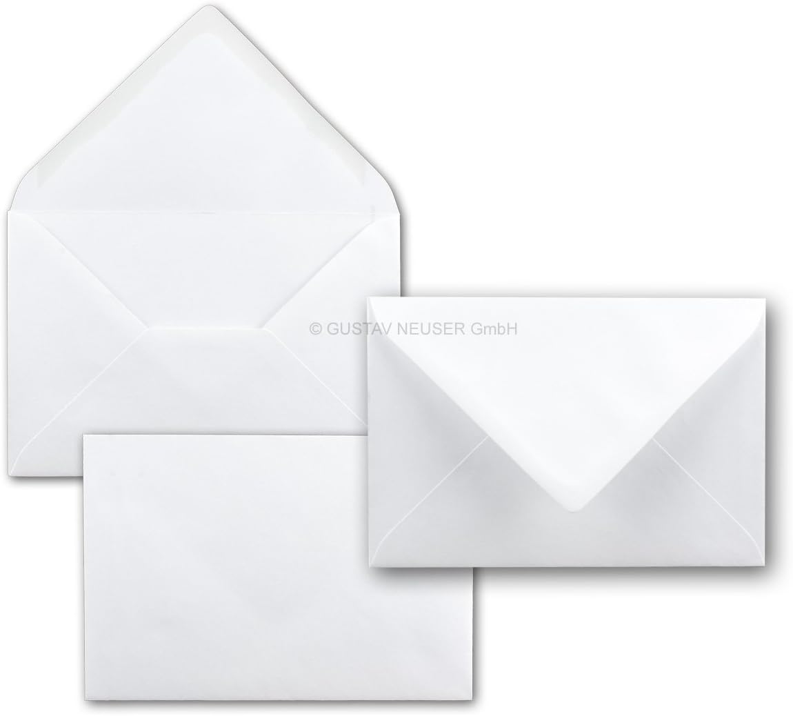 DIN B6 White Envelopes, White wet bonding, 50 envelopes