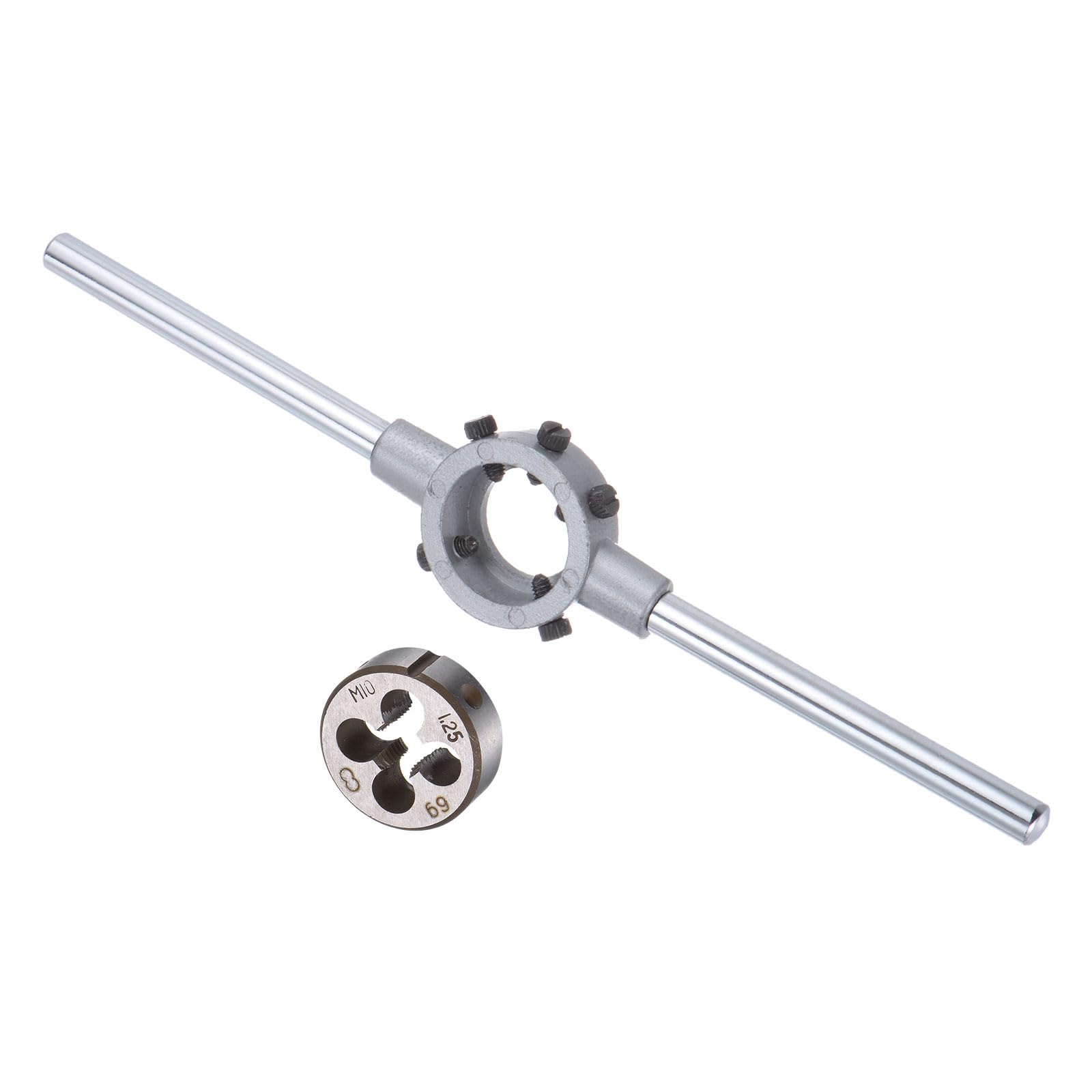 CoCud Die Stock Handle Set, M10x1.25 Thread Die & Fit 30mm OD / M10-M11 Die Wrench Tool Kit - (Applications: for Threading Repairing), 1-Set