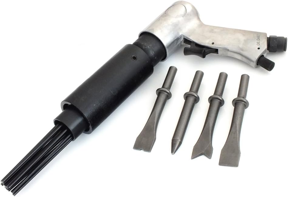 150mm Air Hammer with 4 x 120mm Chisels and Needle Descaler Attachment