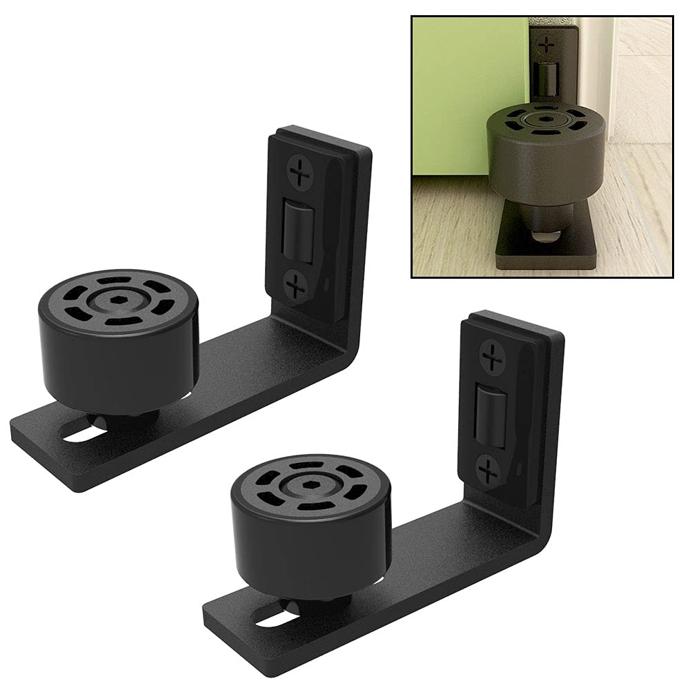 Adjustable Floor Guide Wall/Door Bottom Guide Sliding Barn Door Hardware Black 2PC