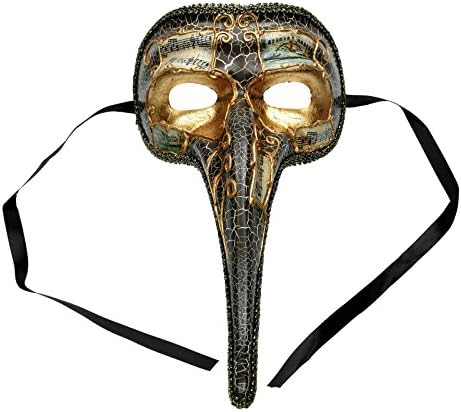 ILOVEMASKS Musical Venetian Mardi Gras Men Nose Mask - Gold Black