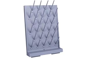 Heytaful Lab Drying Rack Pegboard Bench-top Wall-Mount Laboratory Glassware Cleaning Polyethylene Equipment (27 Grey)