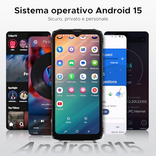 Luzglo Blade10 Pro Energy Rugged Smartphone, 50MP+8MP, 32GB+256GB Telefono Indistruttibile, Android 15, 90Hz 6.56" HD+IPS, 6150mAh,Triple Card Slot,Fingerprint ID/Face Unlock/NFC