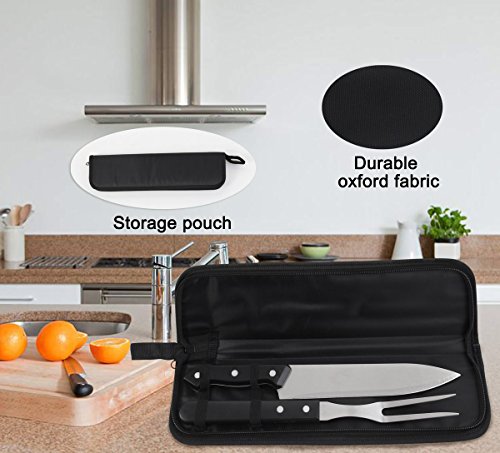 POLIGO Cutlery Carving Knife Set, Sturty Carving Knife and Fork - set of 2 in a handy pouch bag - Perfect Gift Set for Men and Women