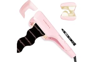 VODANA Professional Triple Flow Ceramic Hair Waver - Easy Beach Waves with Embedded Double Barrel Wave Iron. Experience Instant Heat, Long-Lasting Performance, and Quick Heat (1.25 inch, Pink Vanilla)