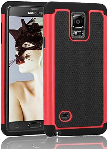 Galaxy Note 4 Case, Akimoom [Jade Series] Rugged PC + Silicone Trendy Defender Nonslip Scratch Resistant Shock Proof Heavy Duty Hybrid Dual Layer Protective for Samsung Galaxy Note 4(Black/Red)