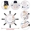 Skelang 13" Wooden Ship Wheel and Wood Anchor with Fish Rope Net Seashells Ornaments, Boat Steering Rudder Decor for Nautical Theme Wall Decor, Beach Theme Home Decoration, Pack of 2