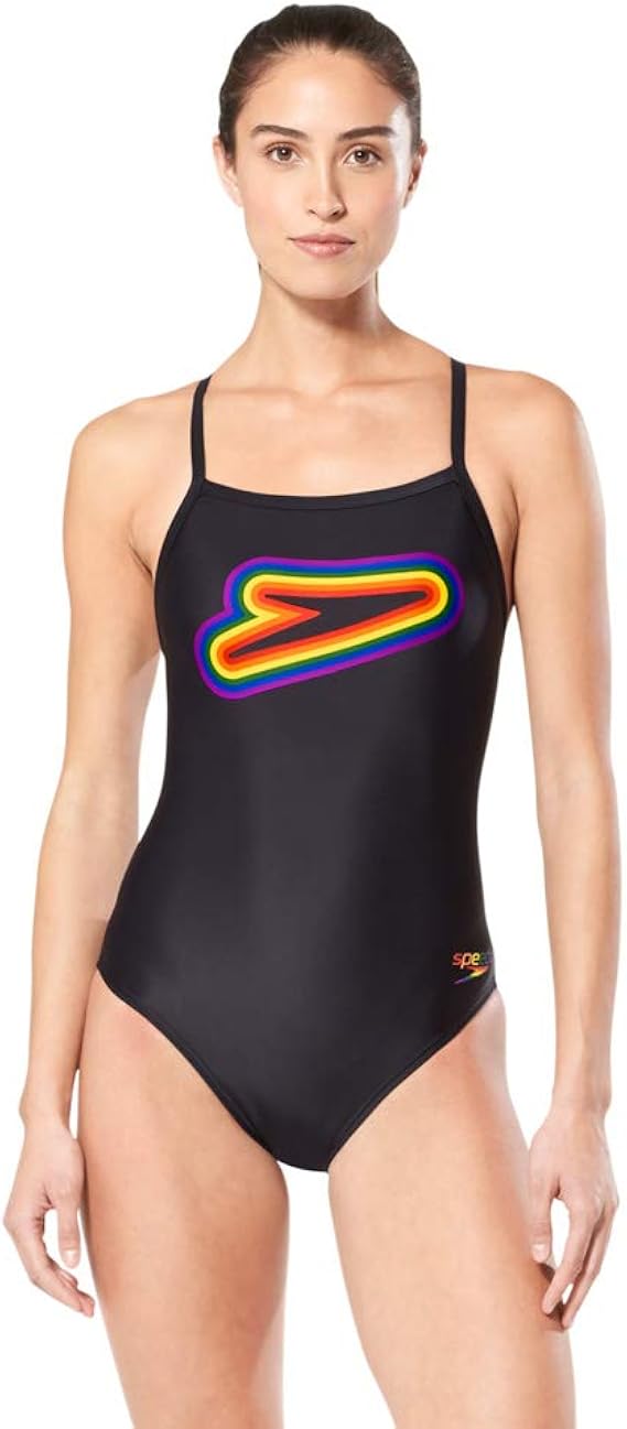 Amazon Speedo レディース 水着 ワンピース パワーフレックス フライバック プリント 大人用 チームカラー 34 Speedo レディースフィットネス 競泳水着