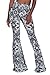 Women Spring Stretch Full Retro Print Bell Bottom Trouser Palazzo Pant for Dance