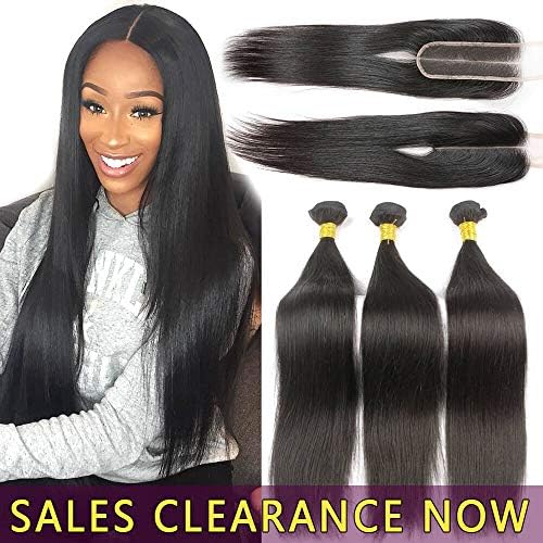 9A Brazilian Human Hair With 2x6 Lace Closure Deep Middle Part Best Peruvian Straight Virgin Hair Weave Indian Remy Hair Extensions Cheap Natural Black Weft 2 Bundles of 10 10 With 10 6x2 Closures