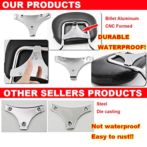 Triple Polished Chrome Upright Passenger Sissy Bar Backrest w/Pad & 4