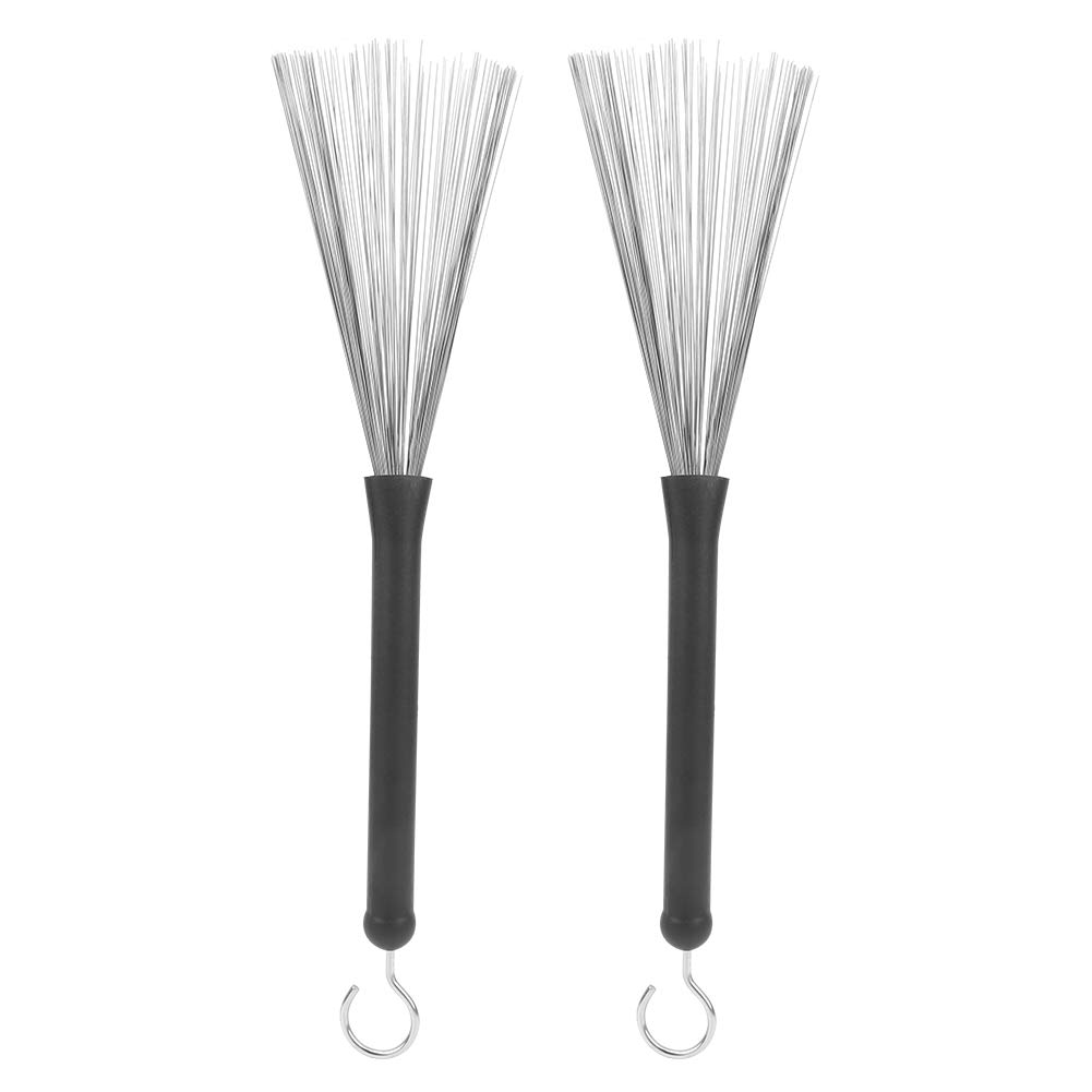 2Pcs Drum Brush, Rubber Stainless Steel Wire Retractable Adjustable Jazz Drum Brush Good Balance and Rebound Effect Musical Instrument Accessories